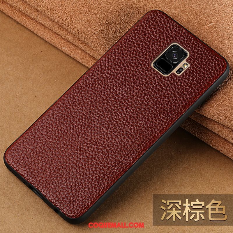 Étui Samsung Galaxy S9 Très Mince Incassable Étui En Cuir, Coque Samsung Galaxy S9 Tout Compris Téléphone Portable