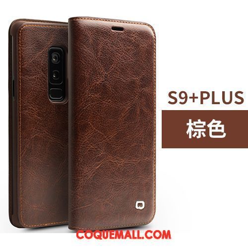 Étui Samsung Galaxy S9+ Très Mince Étui En Cuir Luxe, Coque Samsung Galaxy S9+ Marque De Tendance Noir