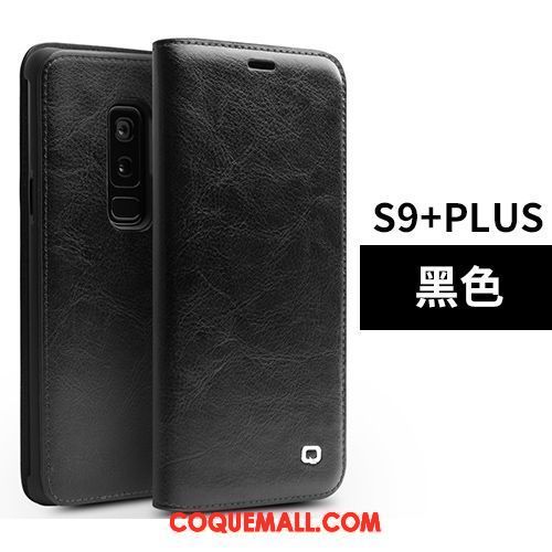 Étui Samsung Galaxy S9+ Très Mince Étui En Cuir Luxe, Coque Samsung Galaxy S9+ Marque De Tendance Noir