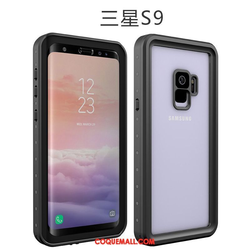 Étui Samsung Galaxy S9 Téléphone Portable Trois Défenses Très Mince, Coque Samsung Galaxy S9 Incassable Noir