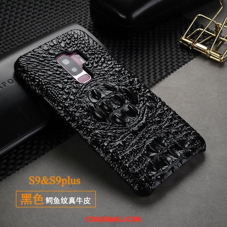 Étui Samsung Galaxy S9+ Téléphone Portable Étoile Incassable, Coque Samsung Galaxy S9+ Protection Crocodile Modèle Braun