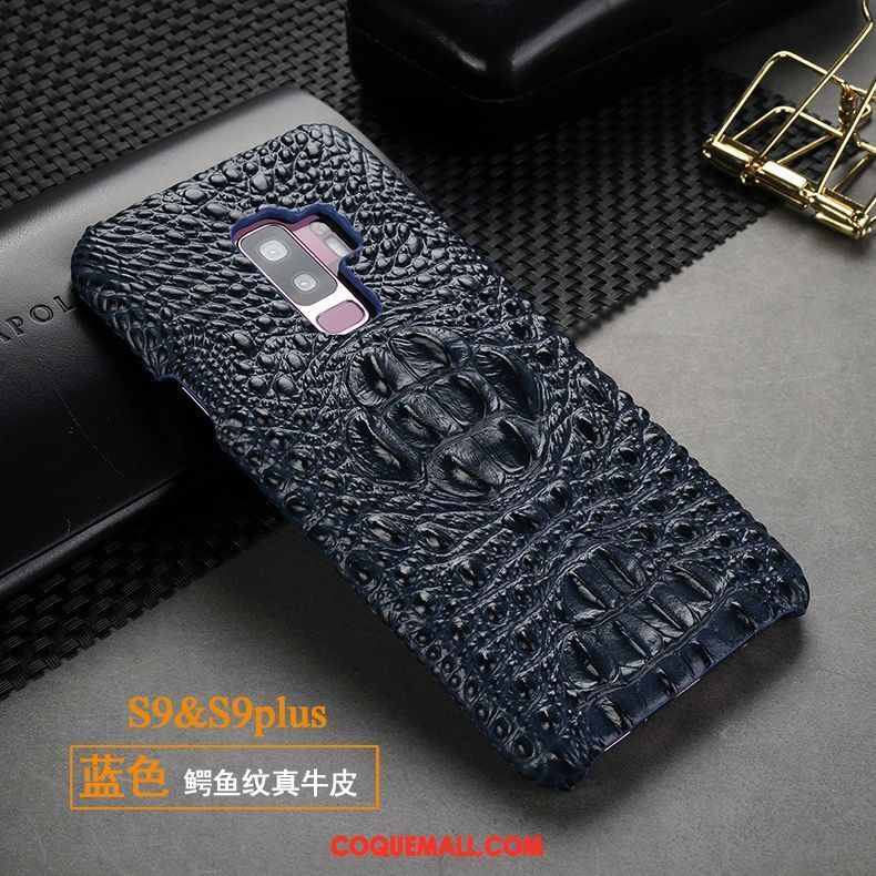 Étui Samsung Galaxy S9+ Téléphone Portable Étoile Incassable, Coque Samsung Galaxy S9+ Protection Crocodile Modèle Braun