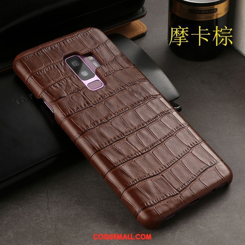 Étui Samsung Galaxy S9+ Vin Rouge Protection Crocodile Modèle, Coque Samsung Galaxy S9+ Nouveau Cuir Véritable