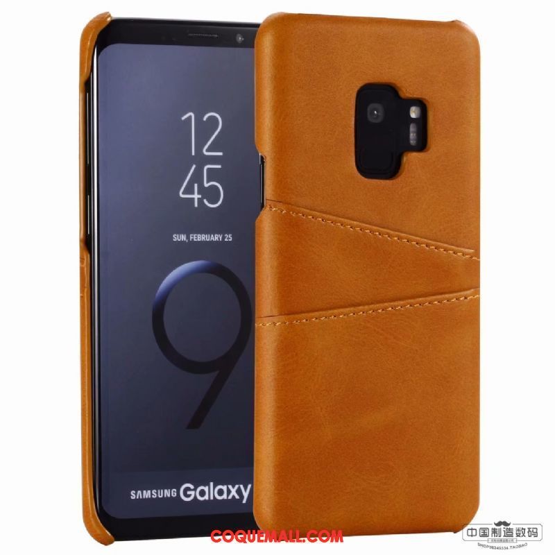 Étui Samsung Galaxy S9 Étoile Cuir Véritable Jaune, Coque Samsung Galaxy S9 Étui En Cuir Protection