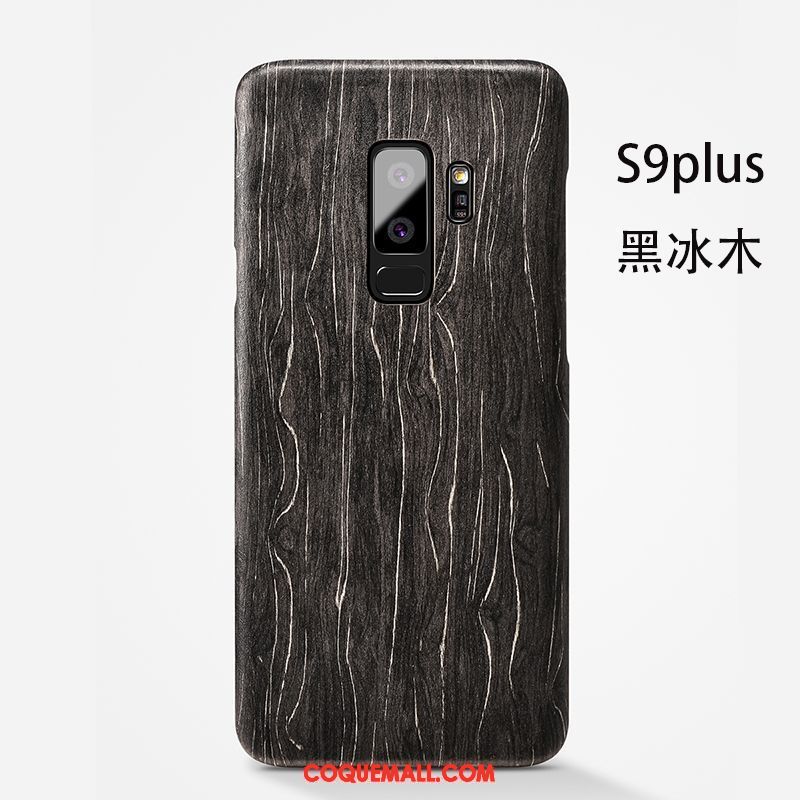 Étui Samsung Galaxy S9+ Étoile En Bois Couvercle Arrière, Coque Samsung Galaxy S9+ Délavé En Daim Protection Braun