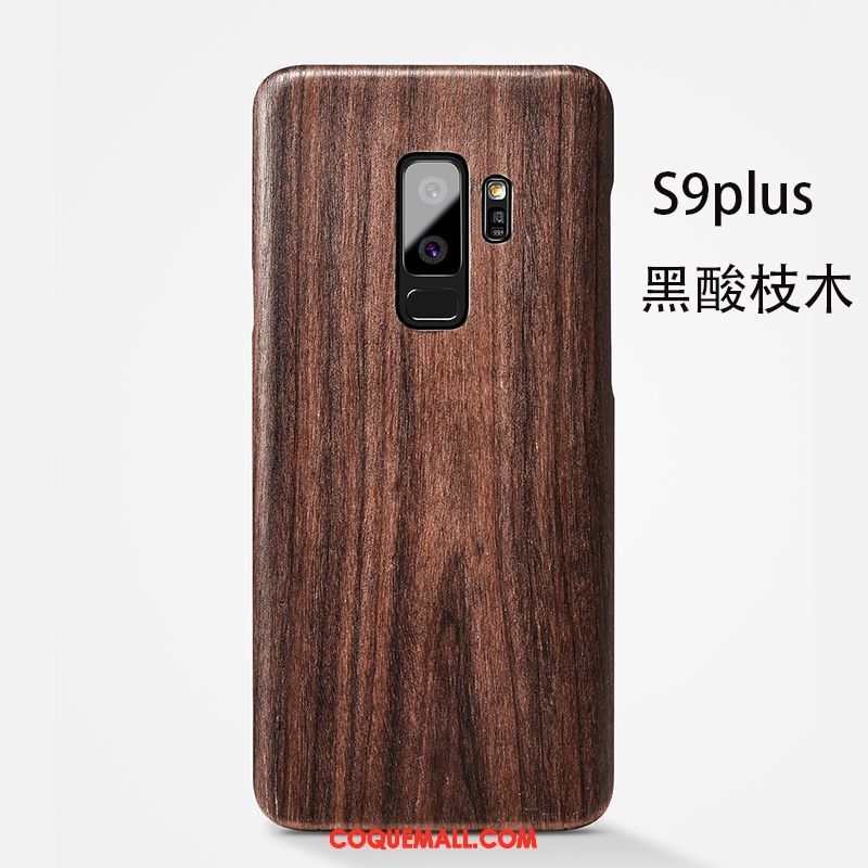 Étui Samsung Galaxy S9+ Étoile En Bois Couvercle Arrière, Coque Samsung Galaxy S9+ Délavé En Daim Protection Braun