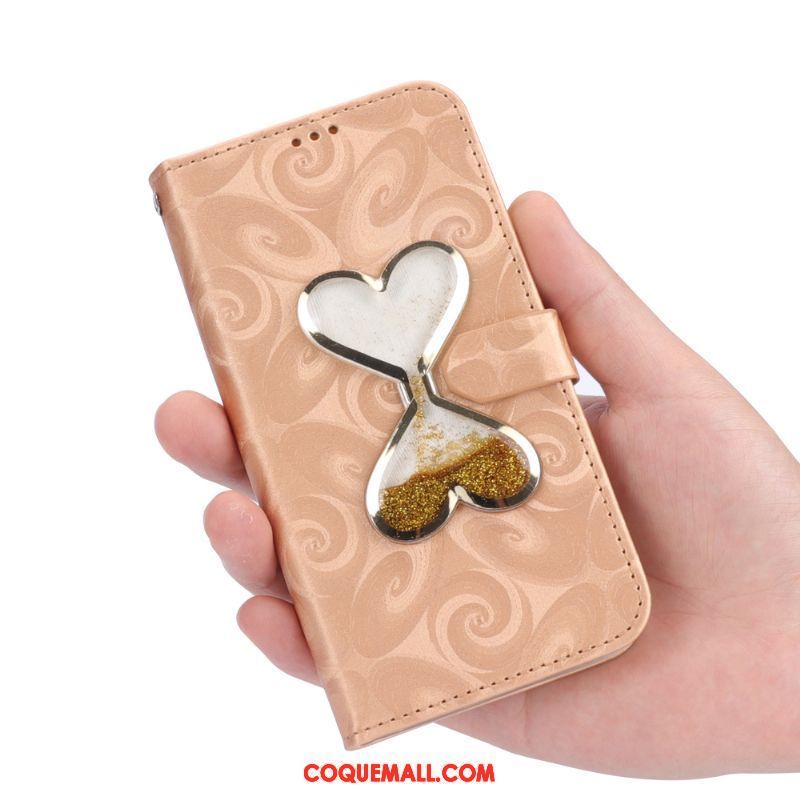 Étui Samsung Galaxy S9 Étui En Cuir Amour Rose, Coque Samsung Galaxy S9 Quicksand Protection