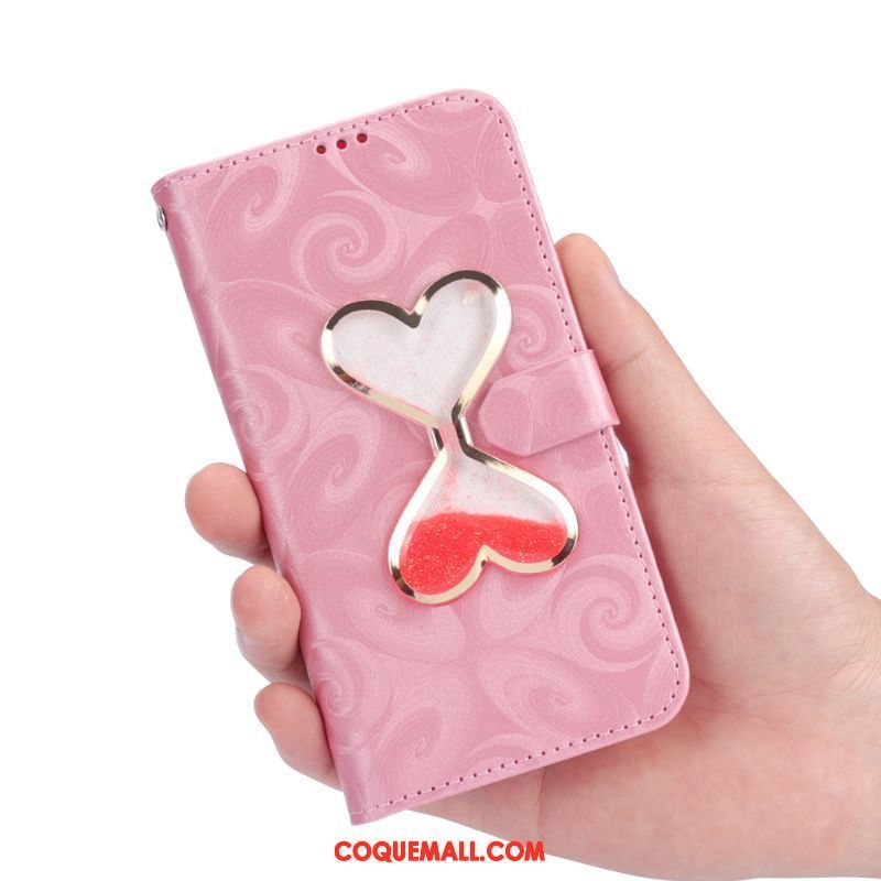 Étui Samsung Galaxy S9 Étui En Cuir Amour Rose, Coque Samsung Galaxy S9 Quicksand Protection