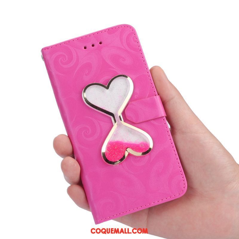 Étui Samsung Galaxy S9 Étui En Cuir Amour Rose, Coque Samsung Galaxy S9 Quicksand Protection