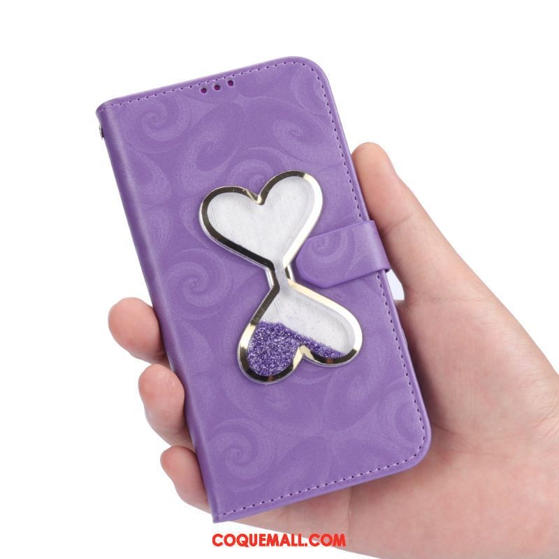 Étui Samsung Galaxy S9 Étui En Cuir Amour Rose, Coque Samsung Galaxy S9 Quicksand Protection