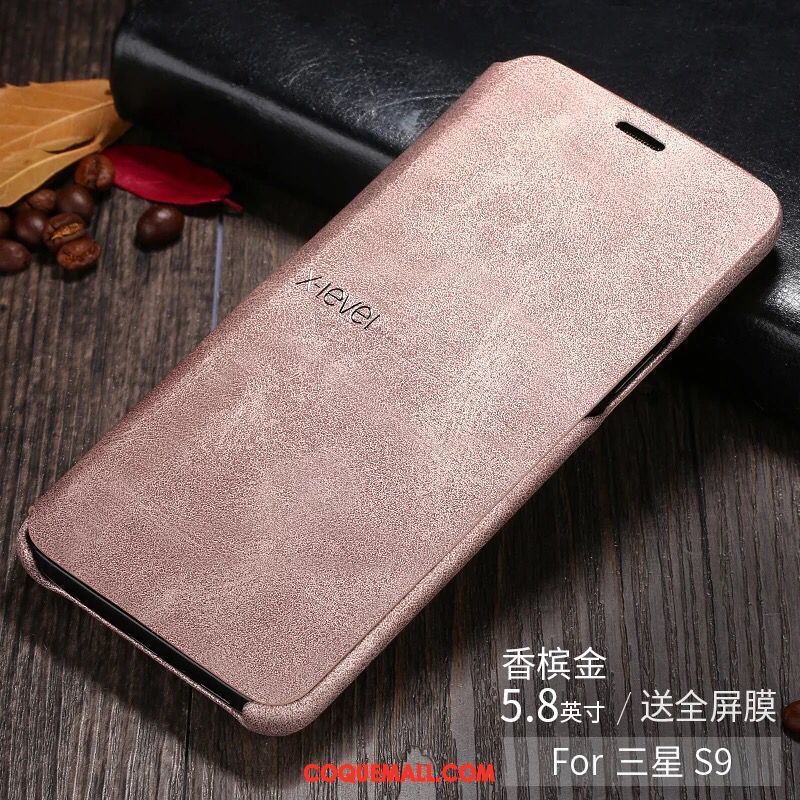 Étui Samsung Galaxy S9 Étui En Cuir Incassable Téléphone Portable, Coque Samsung Galaxy S9 Cuir Véritable Étoile