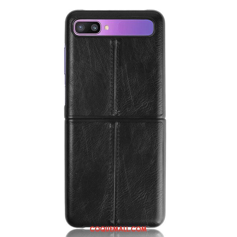 Étui Samsung Z Flip Bovins Modèle Fleurie Luxe, Coque Samsung Z Flip Gris En Cuir