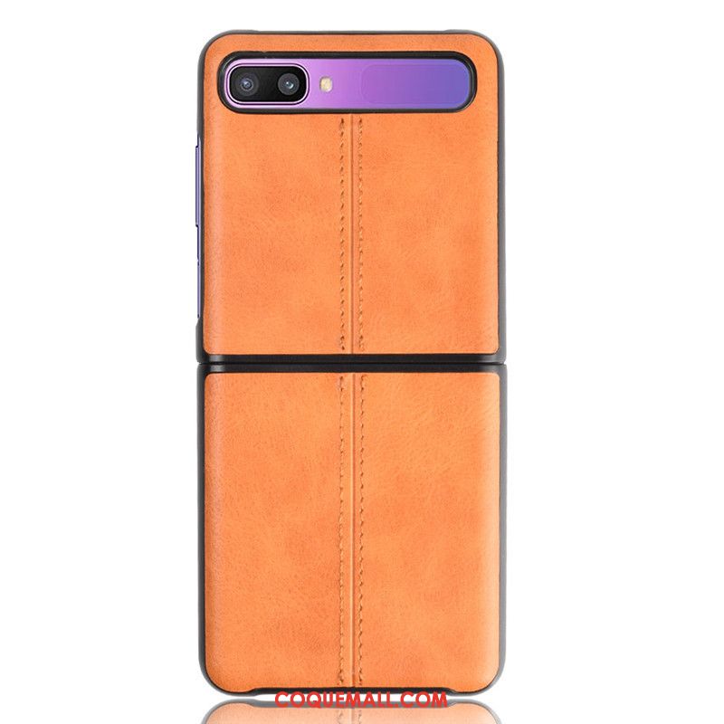 Étui Samsung Z Flip Bovins Modèle Fleurie Luxe, Coque Samsung Z Flip Gris En Cuir