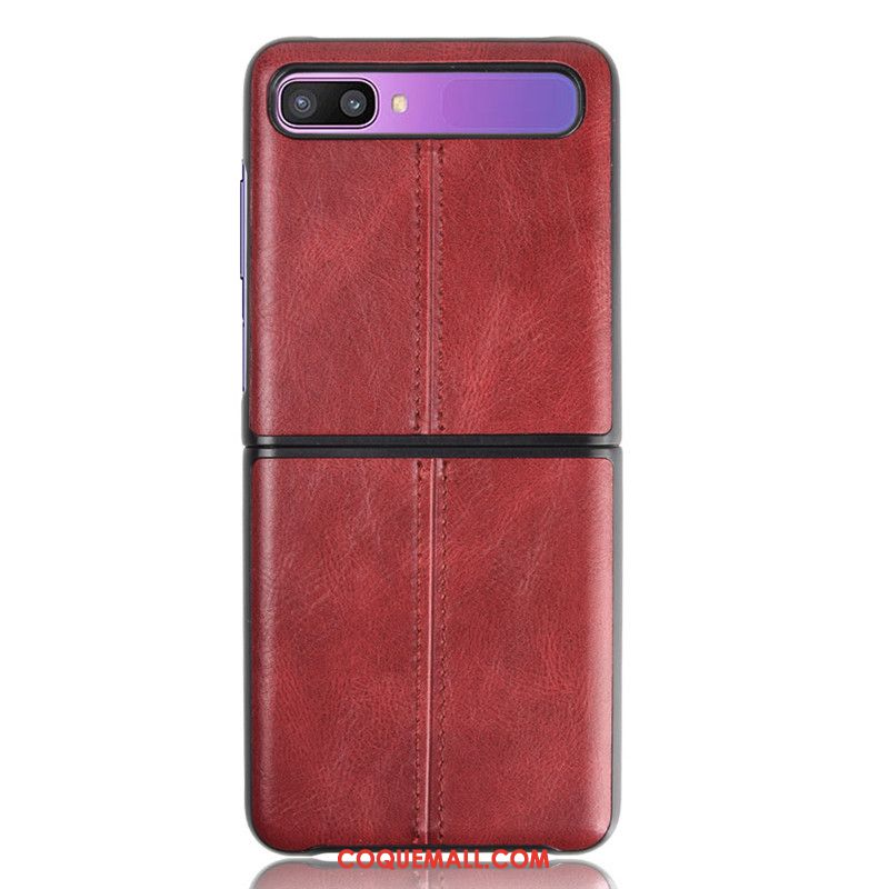 Étui Samsung Z Flip Bovins Modèle Fleurie Luxe, Coque Samsung Z Flip Gris En Cuir