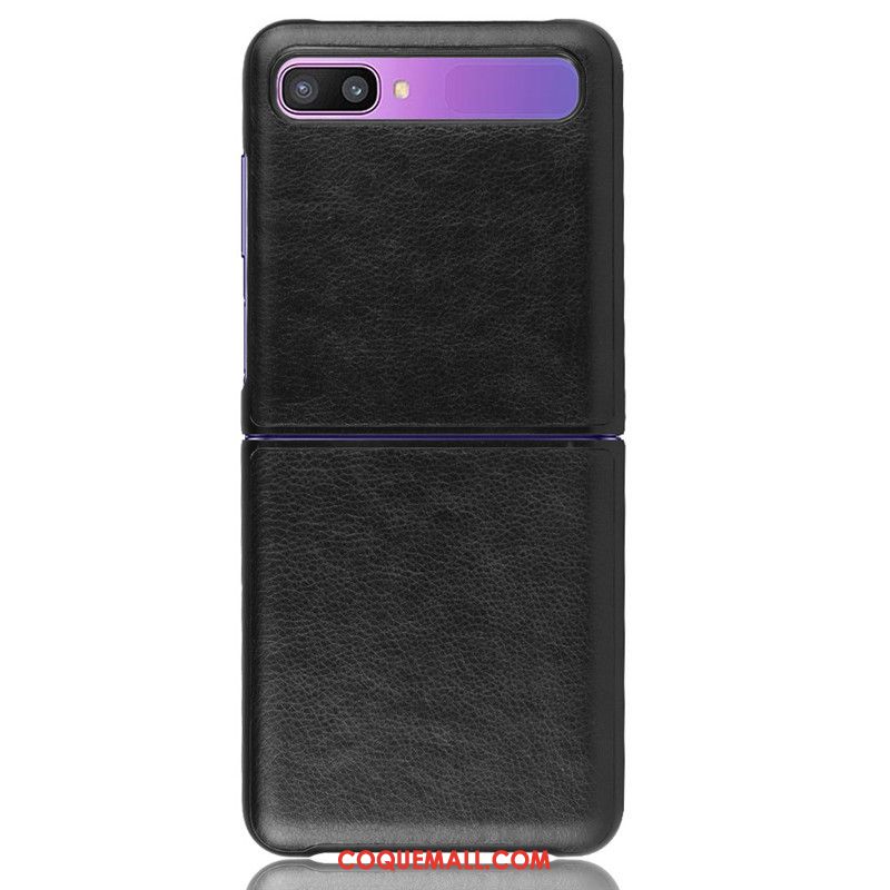 Étui Samsung Z Flip Bovins Modèle Fleurie Luxe, Coque Samsung Z Flip Gris En Cuir