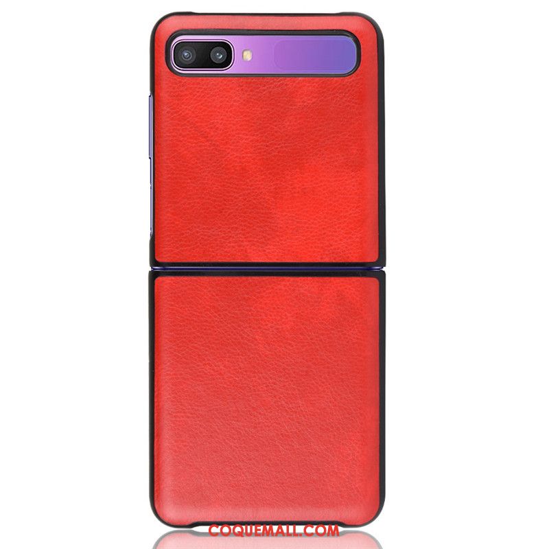 Étui Samsung Z Flip Bovins Modèle Fleurie Luxe, Coque Samsung Z Flip Gris En Cuir