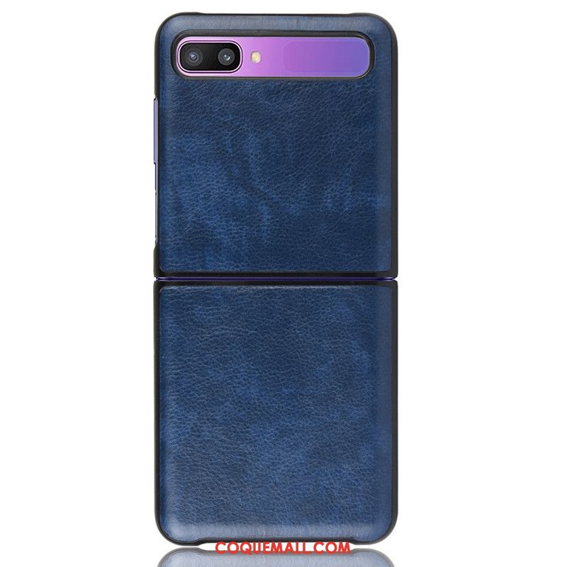 Étui Samsung Z Flip Bovins Modèle Fleurie Luxe, Coque Samsung Z Flip Gris En Cuir