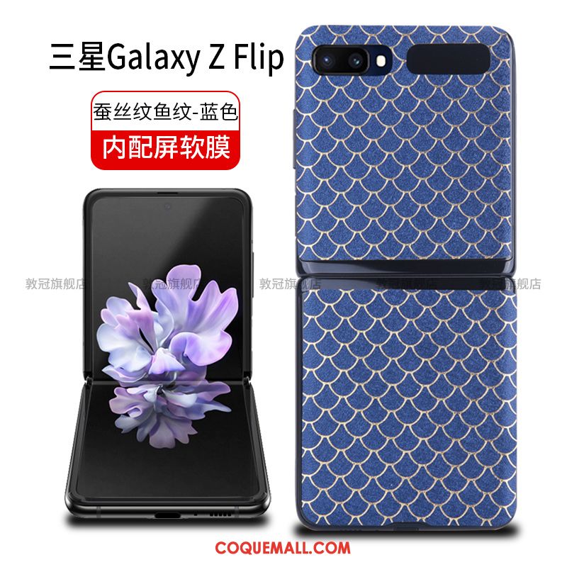 Étui Samsung Z Flip Noir Tempérer Étoile, Coque Samsung Z Flip Plier Cuir