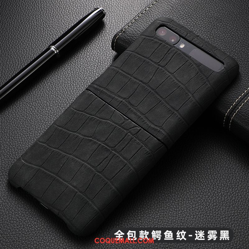 Étui Samsung Z Flip Protection Téléphone Portable Cuir, Coque Samsung Z Flip Pure Luxe