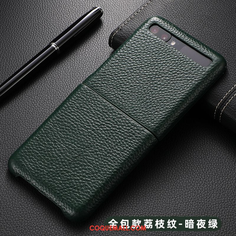 Étui Samsung Z Flip Protection Téléphone Portable Cuir, Coque Samsung Z Flip Pure Luxe