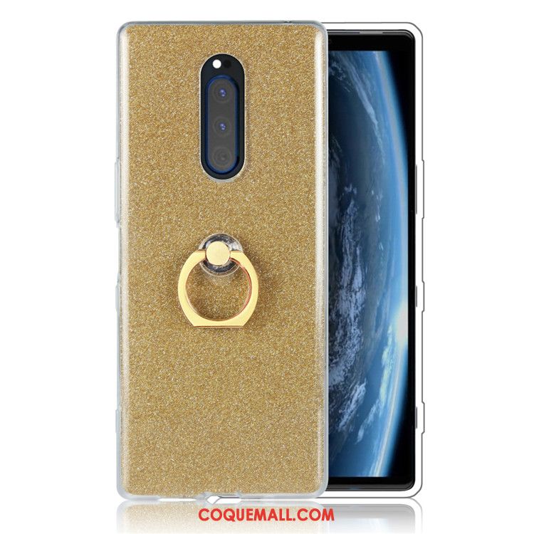 Étui Sony Xperia 1 Bleu Anneau Protection, Coque Sony Xperia 1 Rose Téléphone Portable