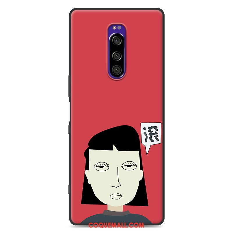 Étui Sony Xperia 1 Dessin Animé Fluide Doux Protection, Coque Sony Xperia 1 Rouge Drôle