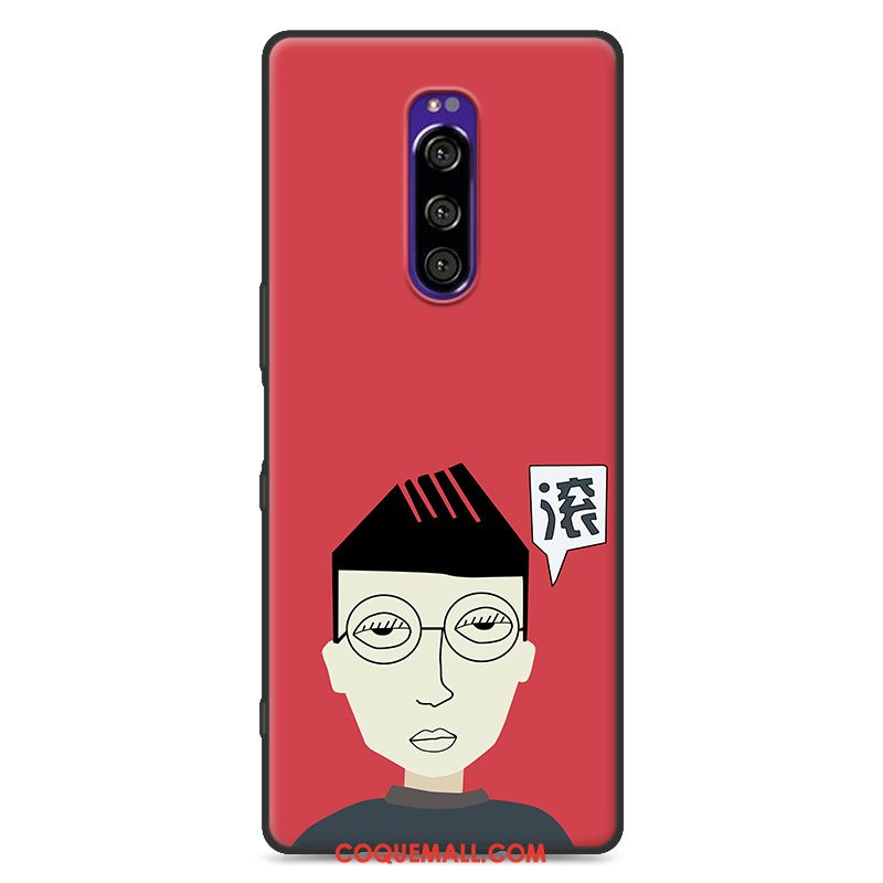 Étui Sony Xperia 1 Dessin Animé Fluide Doux Protection, Coque Sony Xperia 1 Rouge Drôle