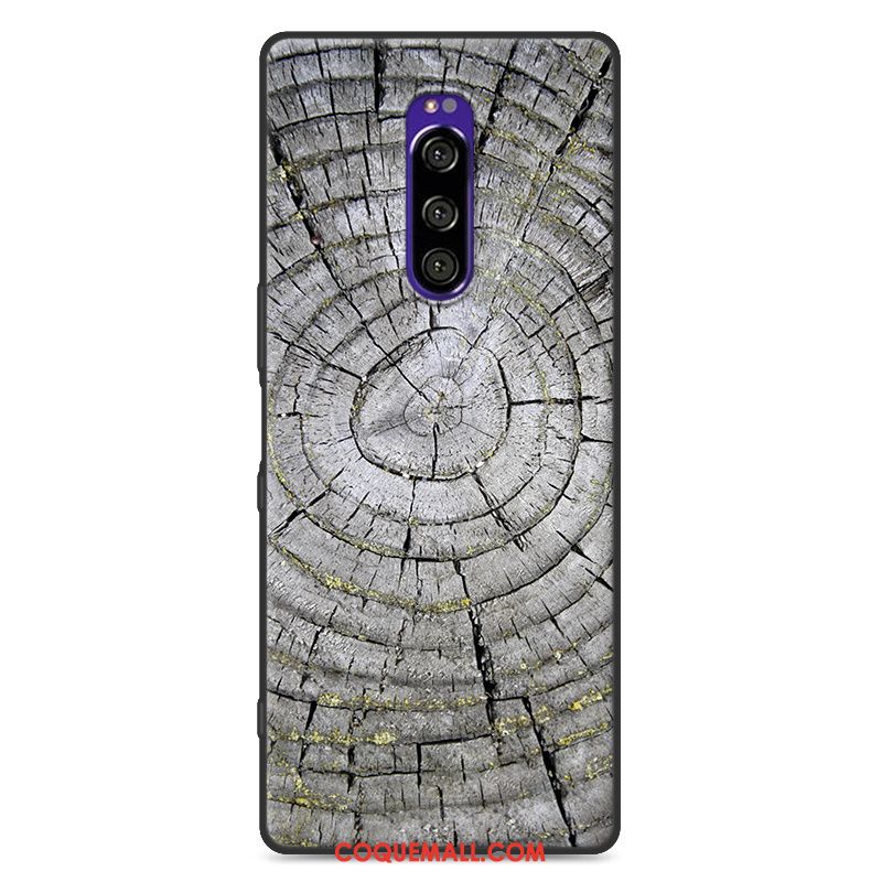 Étui Sony Xperia 1 Fluide Doux Grain De Bois Incassable, Coque Sony Xperia 1 Simple Marque De Tendance Braun