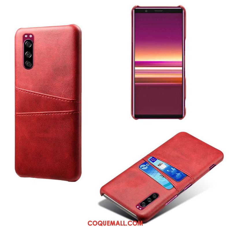 Étui Sony Xperia 1 Ii Bleu Carte Qualité, Coque Sony Xperia 1 Ii Téléphone Portable Cuir