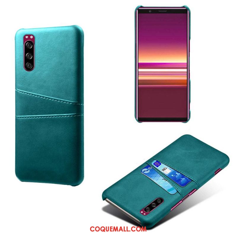 Étui Sony Xperia 1 Ii Bleu Carte Qualité, Coque Sony Xperia 1 Ii Téléphone Portable Cuir