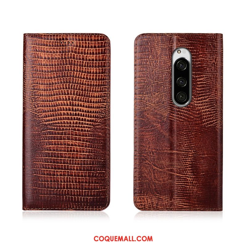 Étui Sony Xperia 1 Incassable Tout Compris Fluide Doux, Coque Sony Xperia 1 En Cuir Clamshell Braun