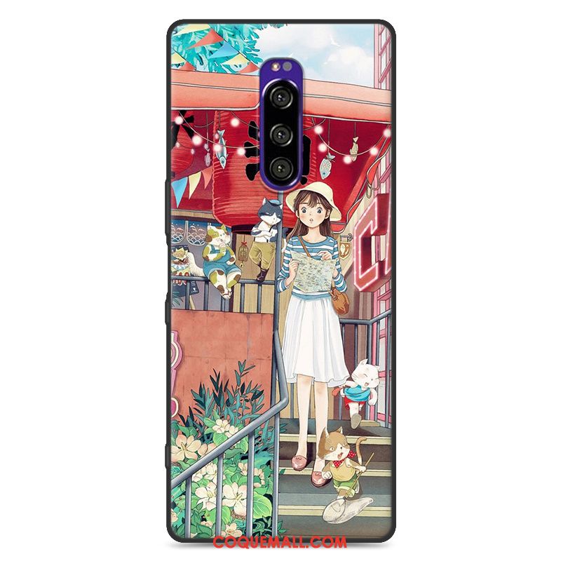 Étui Sony Xperia 1 Peinture Bleu Tout Compris, Coque Sony Xperia 1 Téléphone Portable Incassable