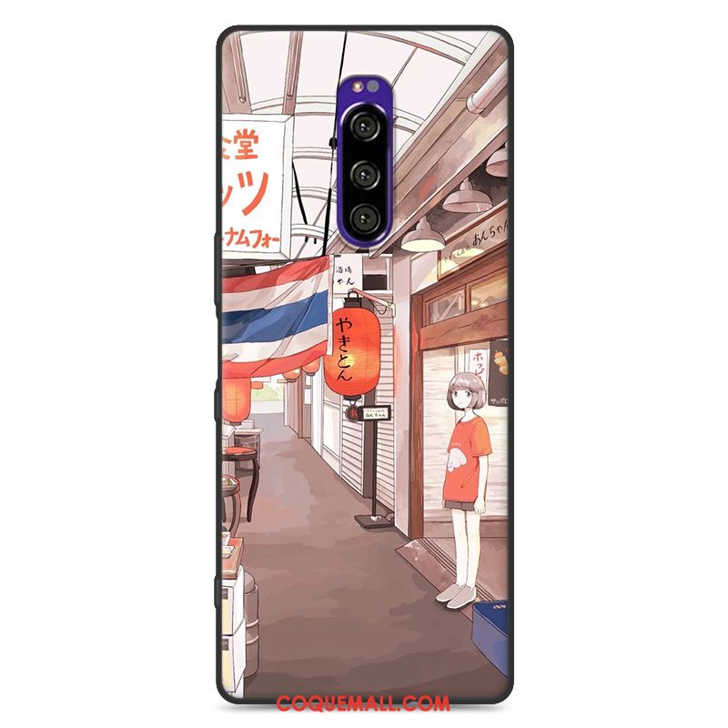 Étui Sony Xperia 1 Peinture Bleu Tout Compris, Coque Sony Xperia 1 Téléphone Portable Incassable