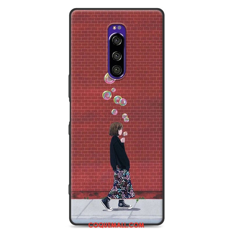 Étui Sony Xperia 1 Peinture Bleu Tout Compris, Coque Sony Xperia 1 Téléphone Portable Incassable