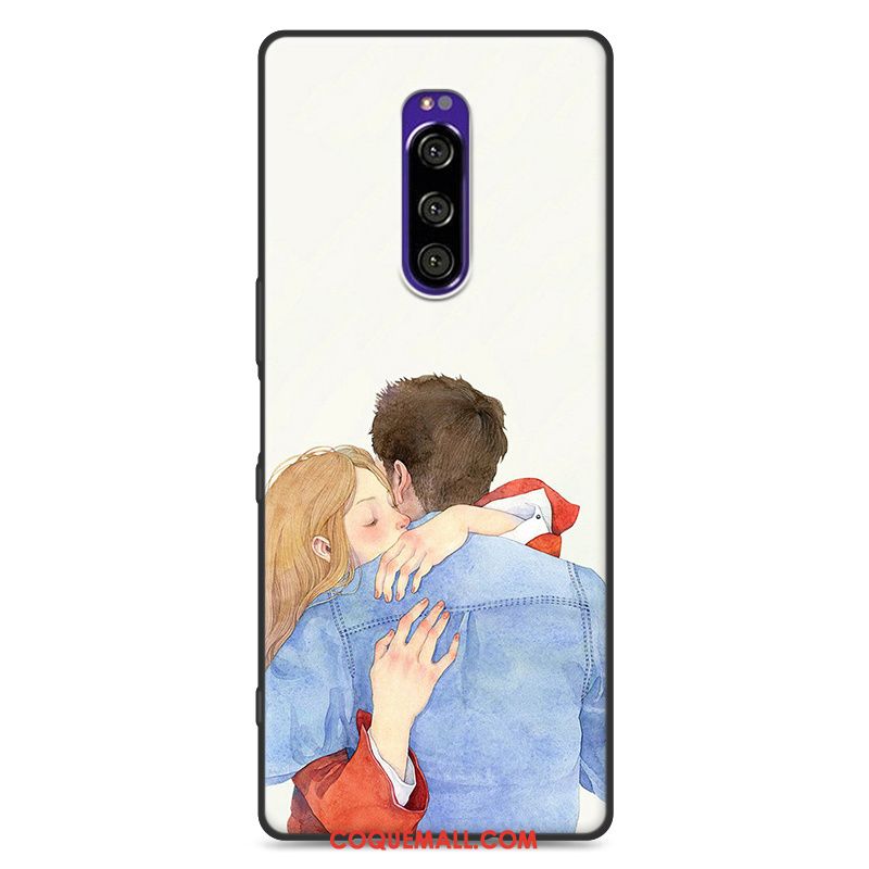 Étui Sony Xperia 1 Peinture Bleu Tout Compris, Coque Sony Xperia 1 Téléphone Portable Incassable