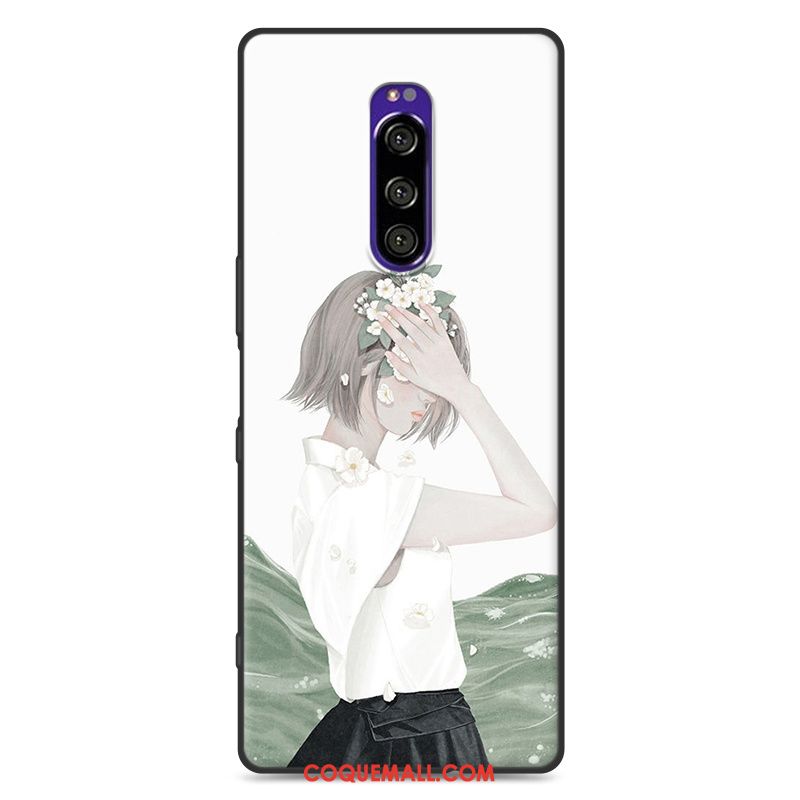 Étui Sony Xperia 1 Peinture Bleu Tout Compris, Coque Sony Xperia 1 Téléphone Portable Incassable