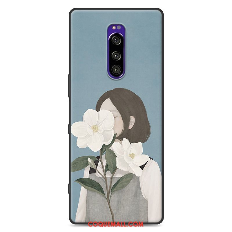 Étui Sony Xperia 1 Peinture Bleu Tout Compris, Coque Sony Xperia 1 Téléphone Portable Incassable