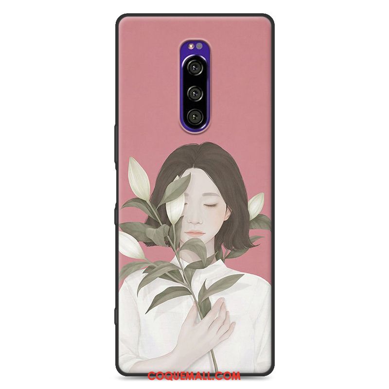 Étui Sony Xperia 1 Peinture Bleu Tout Compris, Coque Sony Xperia 1 Téléphone Portable Incassable