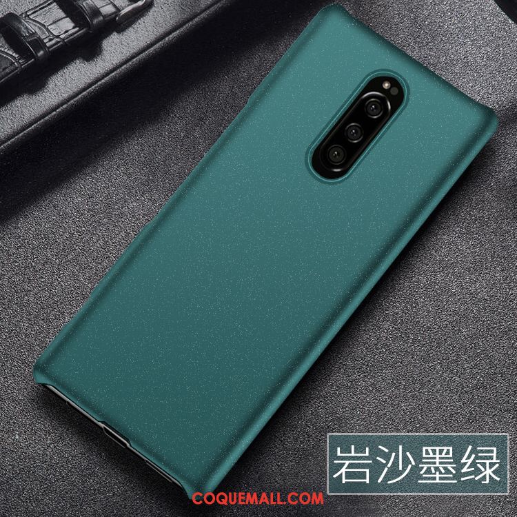 Étui Sony Xperia 1 Téléphone Portable Incassable Délavé En Daim, Coque Sony Xperia 1 Difficile Vert