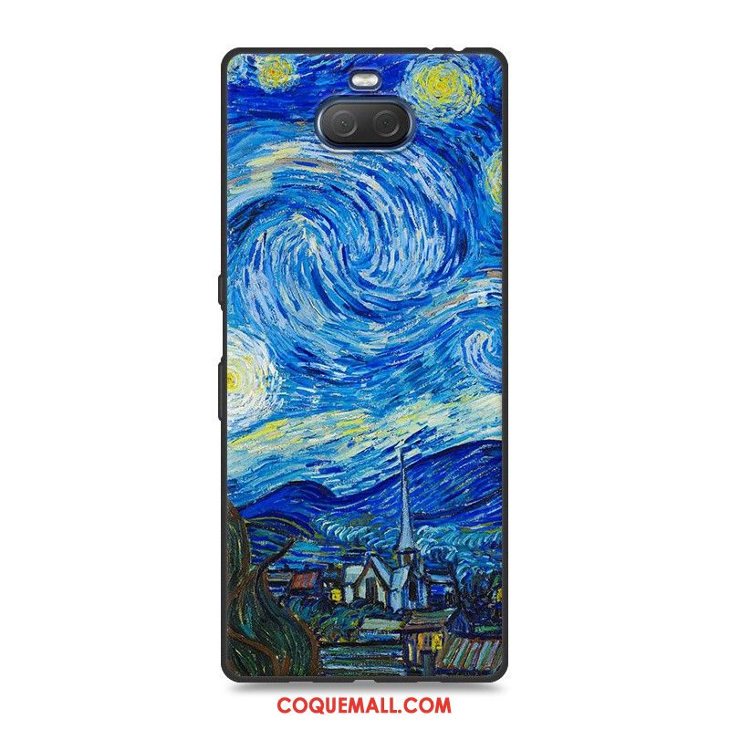 Étui Sony Xperia 10 Créatif Silicone Bleu, Coque Sony Xperia 10 Téléphone Portable Dessin Animé