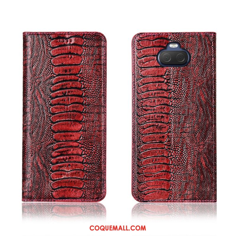 Étui Sony Xperia 10 Fluide Doux Incassable Clamshell, Coque Sony Xperia 10 Cuir Véritable Délavé En Daim