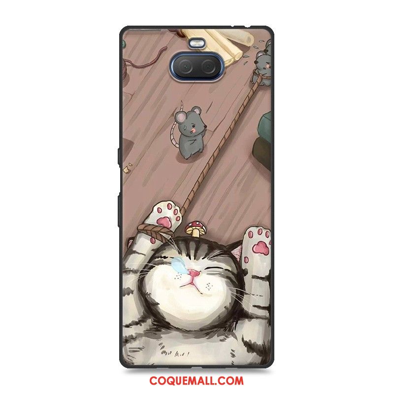 Étui Sony Xperia 10 Gris Fluide Doux Charmant, Coque Sony Xperia 10 Téléphone Portable Dessin Animé