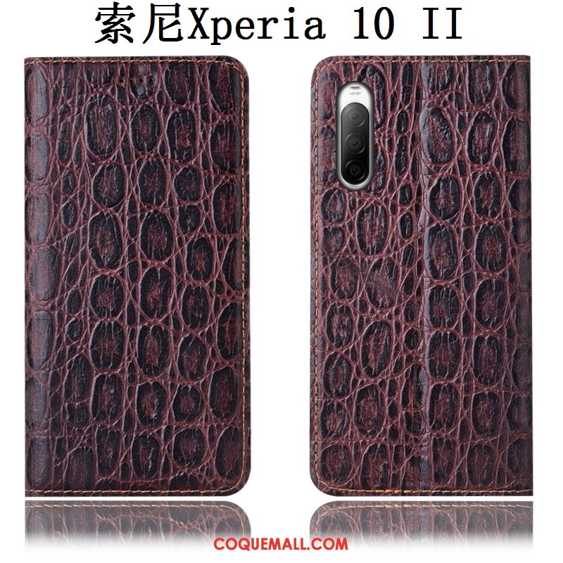 Étui Sony Xperia 10 Ii En Cuir Noir Téléphone Portable, Coque Sony Xperia 10 Ii Protection Incassable