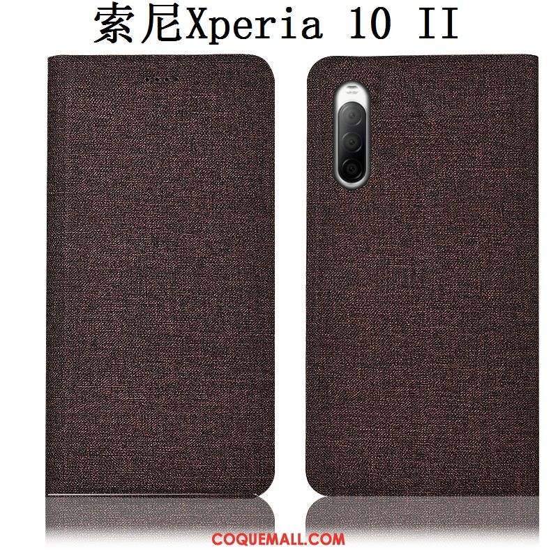 Étui Sony Xperia 10 Ii Incassable Protection Tout Compris, Coque Sony Xperia 10 Ii Lin En Cuir