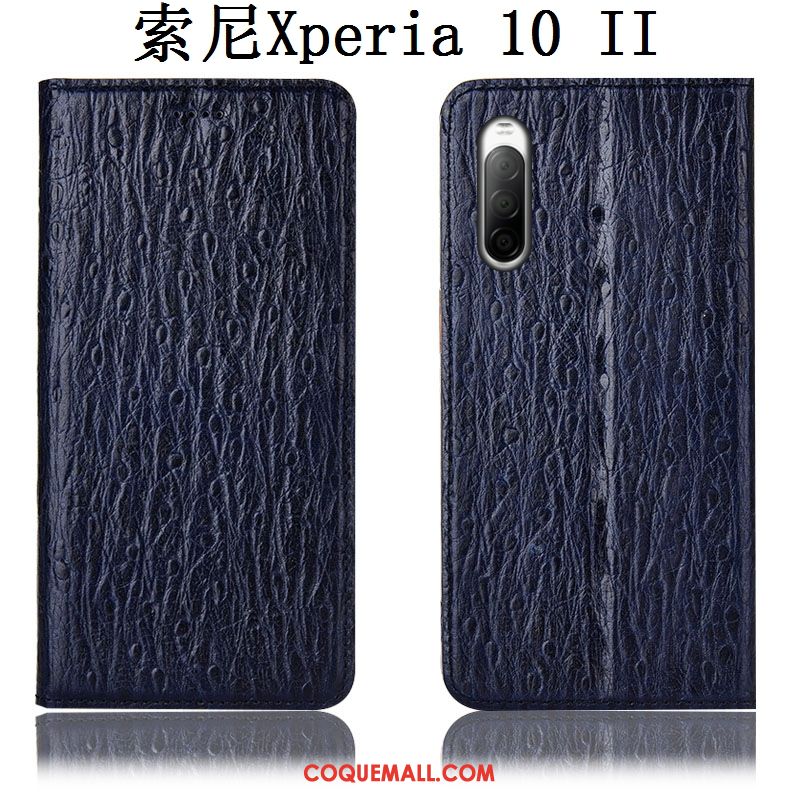 Étui Sony Xperia 10 Ii Modèle Fleurie Oiseau Tout Compris, Coque Sony Xperia 10 Ii Incassable Cuir Véritable Braun