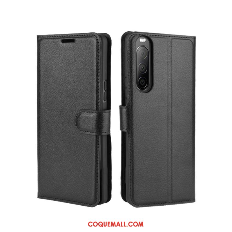 Étui Sony Xperia 10 Ii Protection Incassable Carte, Coque Sony Xperia 10 Ii En Cuir Rouge