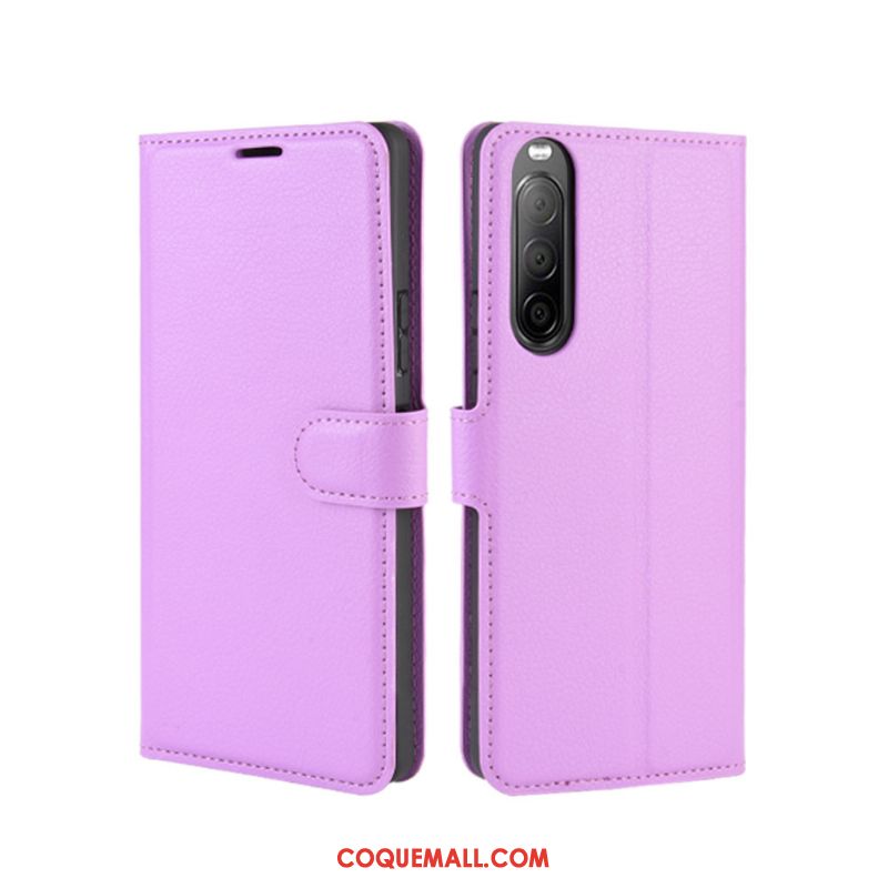 Étui Sony Xperia 10 Ii Protection Incassable Carte, Coque Sony Xperia 10 Ii En Cuir Rouge