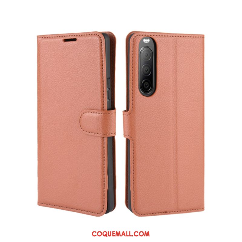 Étui Sony Xperia 10 Ii Protection Incassable Carte, Coque Sony Xperia 10 Ii En Cuir Rouge