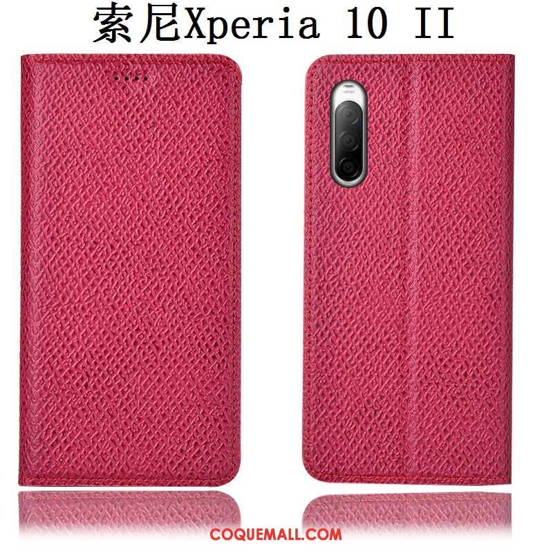 Étui Sony Xperia 10 Ii Téléphone Portable Noir Incassable, Coque Sony Xperia 10 Ii Cuir Véritable Modèle Fleurie