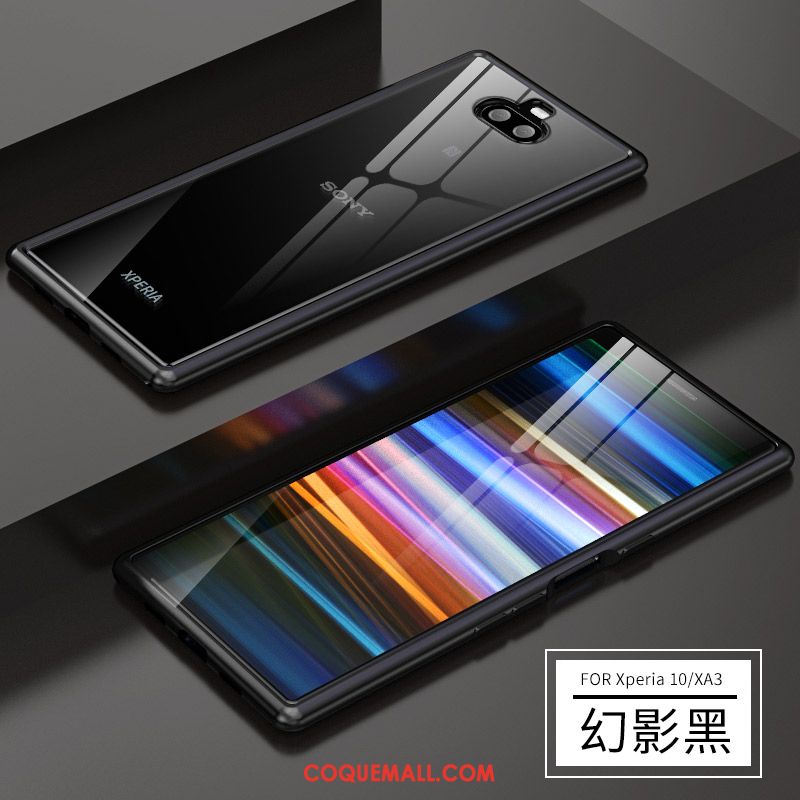 Étui Sony Xperia 10 Métal Marque De Tendance Transparent, Coque Sony Xperia 10 Protection Border